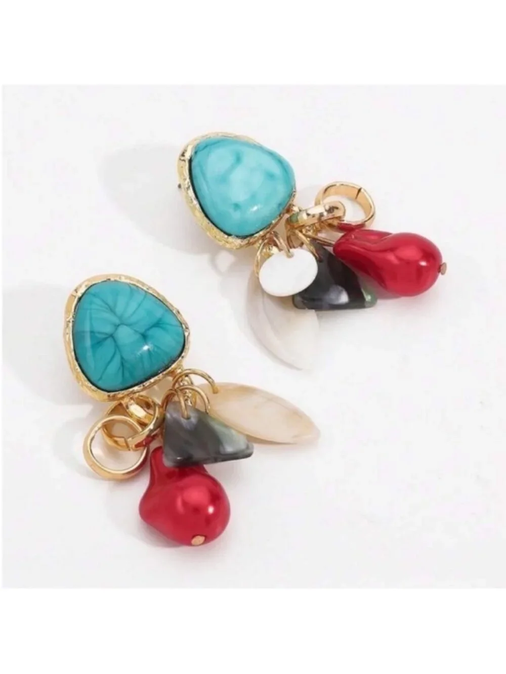New! Gold Turquoise Drop Earrings (3011) NWOT